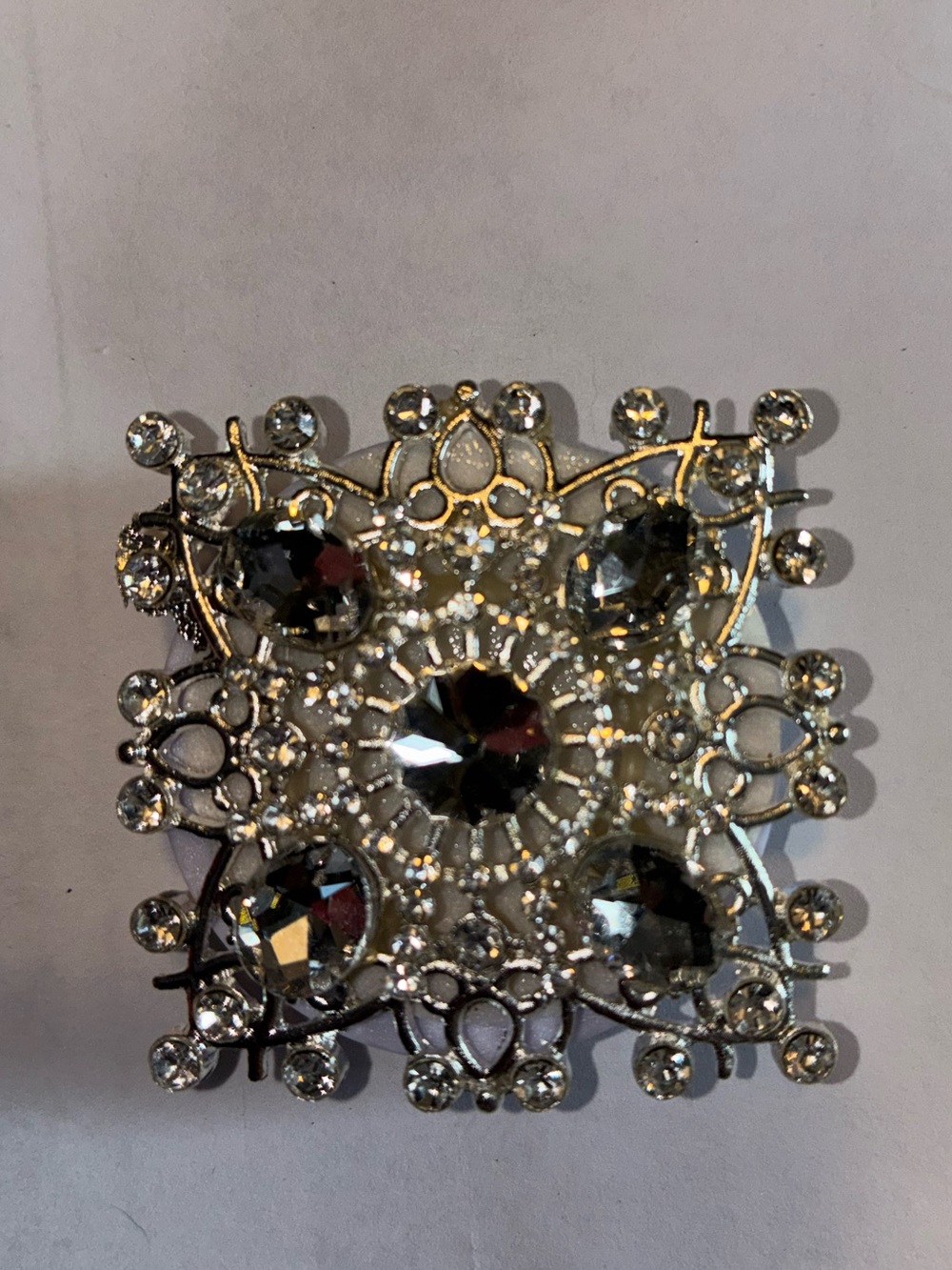 Silver Crystal Decorative Phone Ring Holder - pop socket